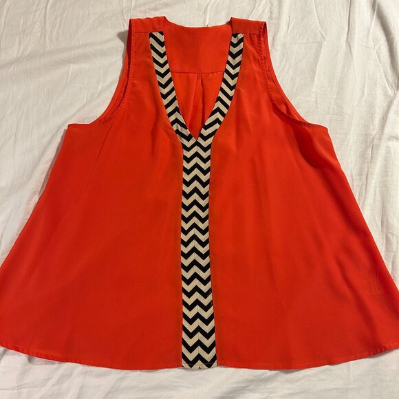 Pink Owl Orange Blouse -Size L - Picture 2 of 4